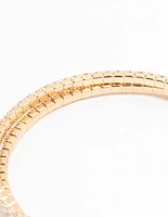 Gold Double Pointed Cubic Zirconia Bangle Bracelet