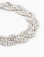 Silver Braided Cubic Zirconia Bling Bracelet