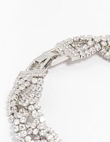 Silver Braided Cubic Zirconia Bling Bracelet