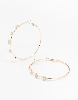 Rose Gold Heart Hoop Earrings