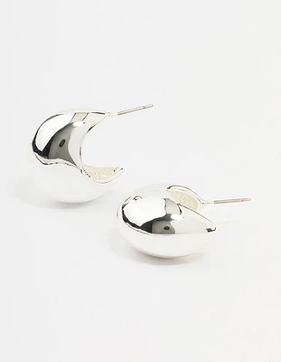 Silver Plated Brass  Chunky Hoop Earrings