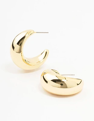 Gold Plated Extra Large Thick Hoop Earrings