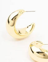 Gold Plated Brass Extra Large Thick Hoop Earrings