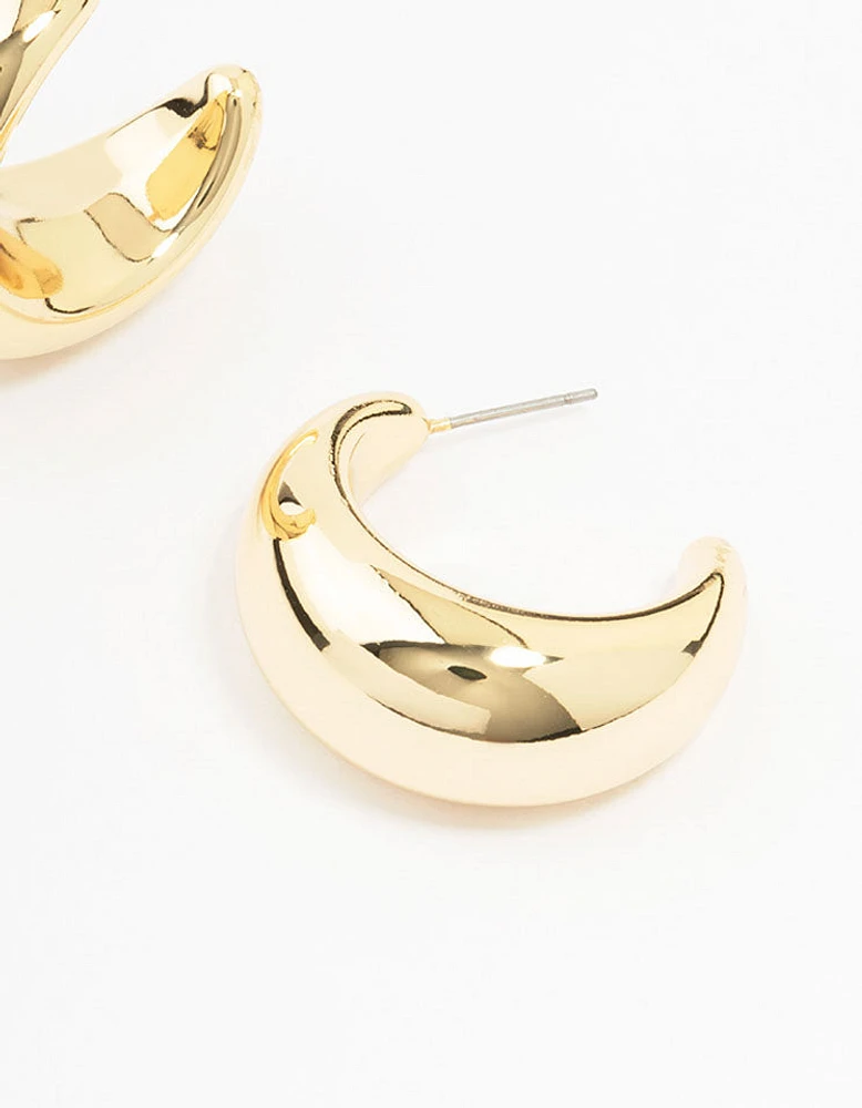 Gold Plated Brass Extra Large Thick Hoop Earrings