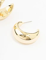 Gold Plated Brass Extra Large Thick Hoop Earrings