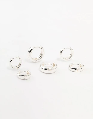 Silver Plated Graduating Hoop Earrings 3-Pack