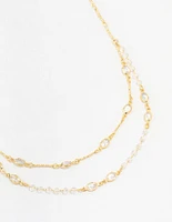 Gold Plated Crystal Layered Necklace