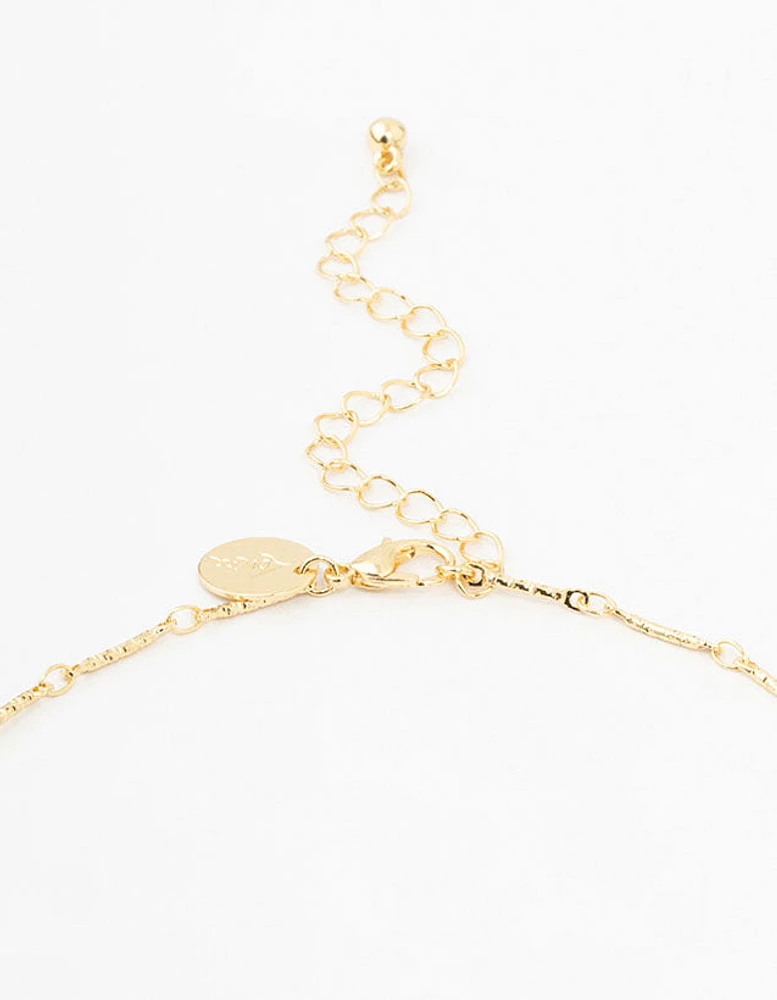 Gold Plated Crystal Layered Necklace