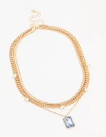 Gold Dazzling Rectangular Layered Necklace