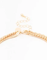 Gold Dazzling Rectangular Layered Necklace