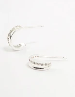 Sterling Silver Cubic Zirconia Double Hoop Earrings