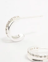 Sterling Silver Cubic Zirconia Double Hoop Earrings