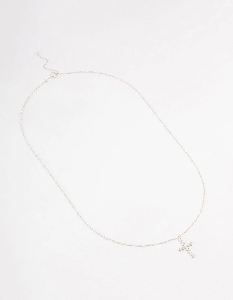 Sterling Silver Cubic Zirconia Cross Necklace