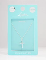 Sterling Silver Cubic Zirconia Cross Necklace