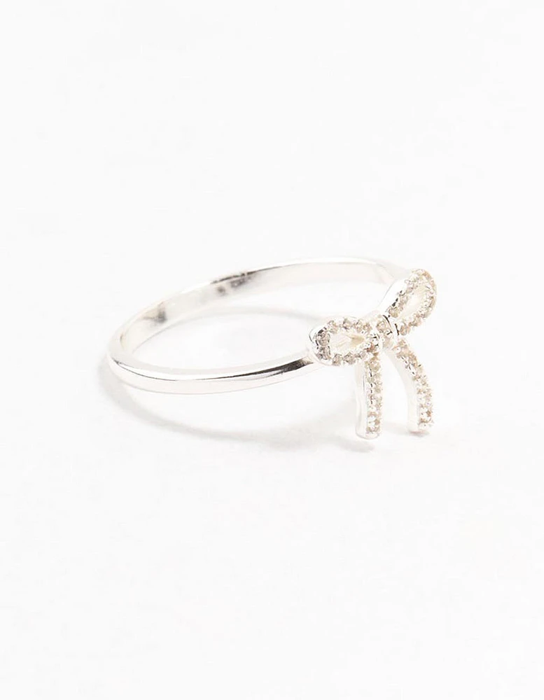 Sterling Silver Cubic Zirconia Bow Ring