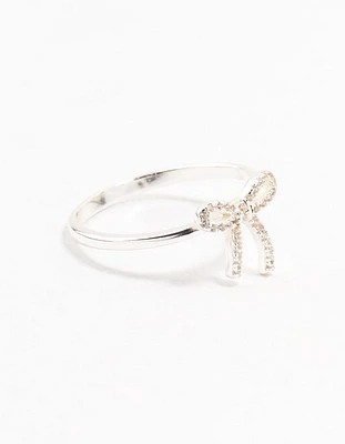 Sterling Silver Cubic Zirconia Bow Ring