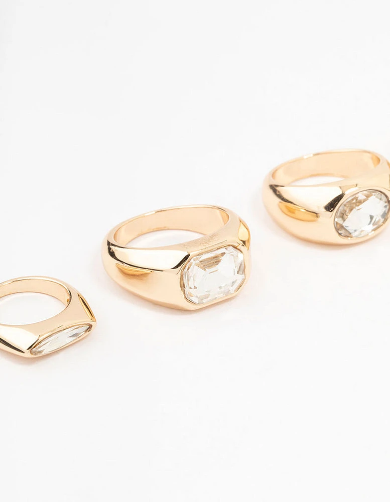 Gold Statement Mixed Shape Rings 5-Pack