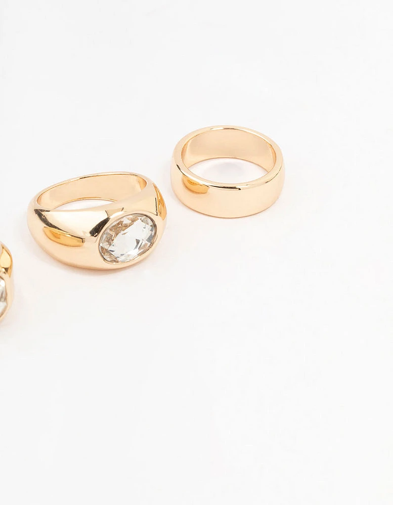 Gold Statement Mixed Shape Rings 5-Pack