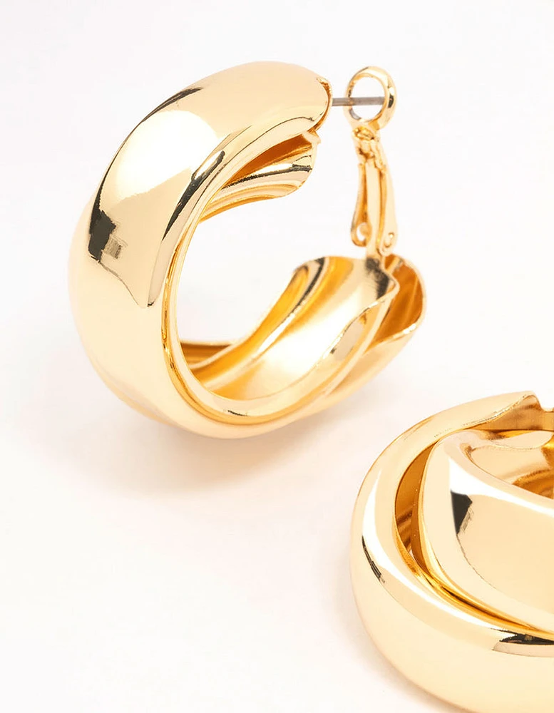 Gold Double Layered Hoop Earrings