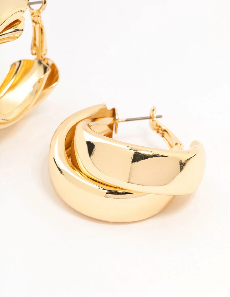 Gold Double Layered Hoop Earrings