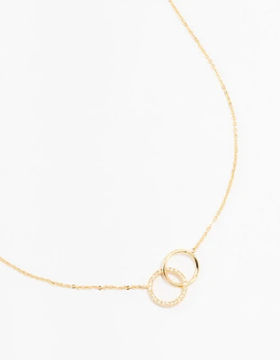 Gold Plated Pave Link Hoop Necklace