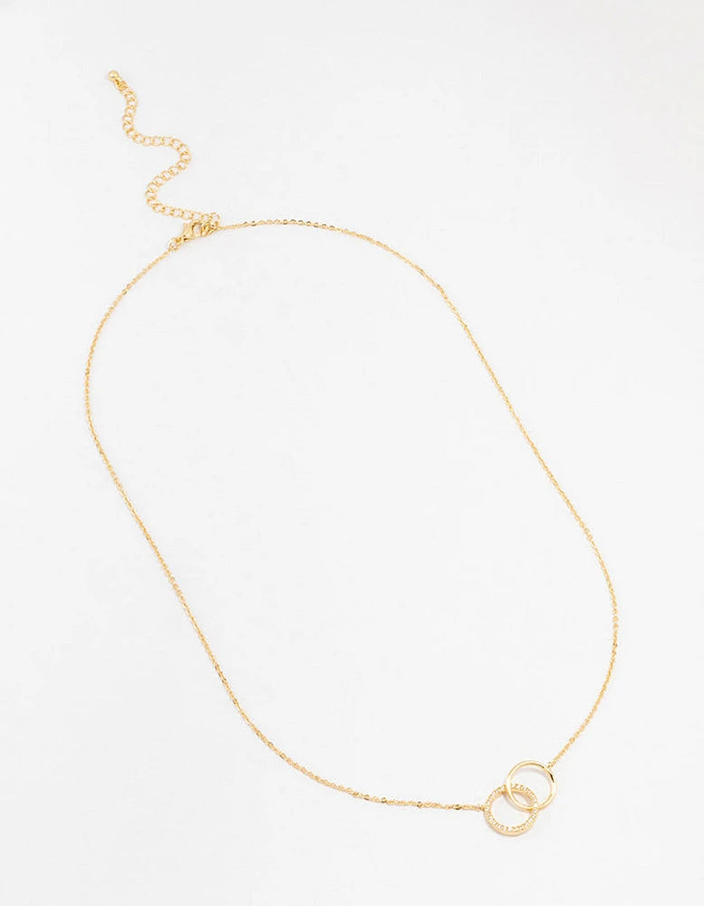 Gold Plated Pave Link Hoop Necklace