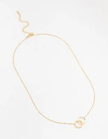 Gold Plated Pave Link Hoop Necklace