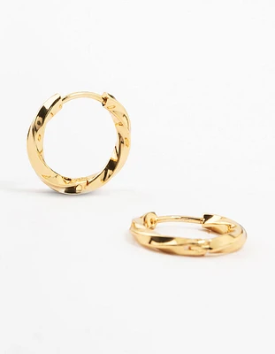 Waterproof Gold Plated Stainless Steel Twisted Hoop Earrings