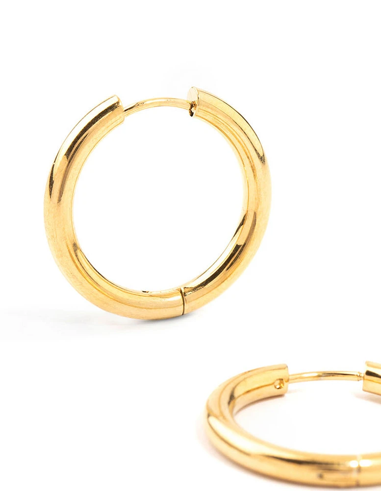 Gold Plated Stainless Steel Clicker Hoop Earrings 24 MM