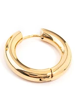 Waterproof Gold Plated Stainless Steel Thick Clicker Hoop Earrings 22 MM