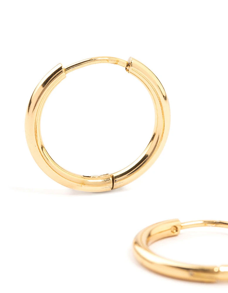 Gold Plated Stainless Steel Thin Clicker Hoop Earrings 18mm