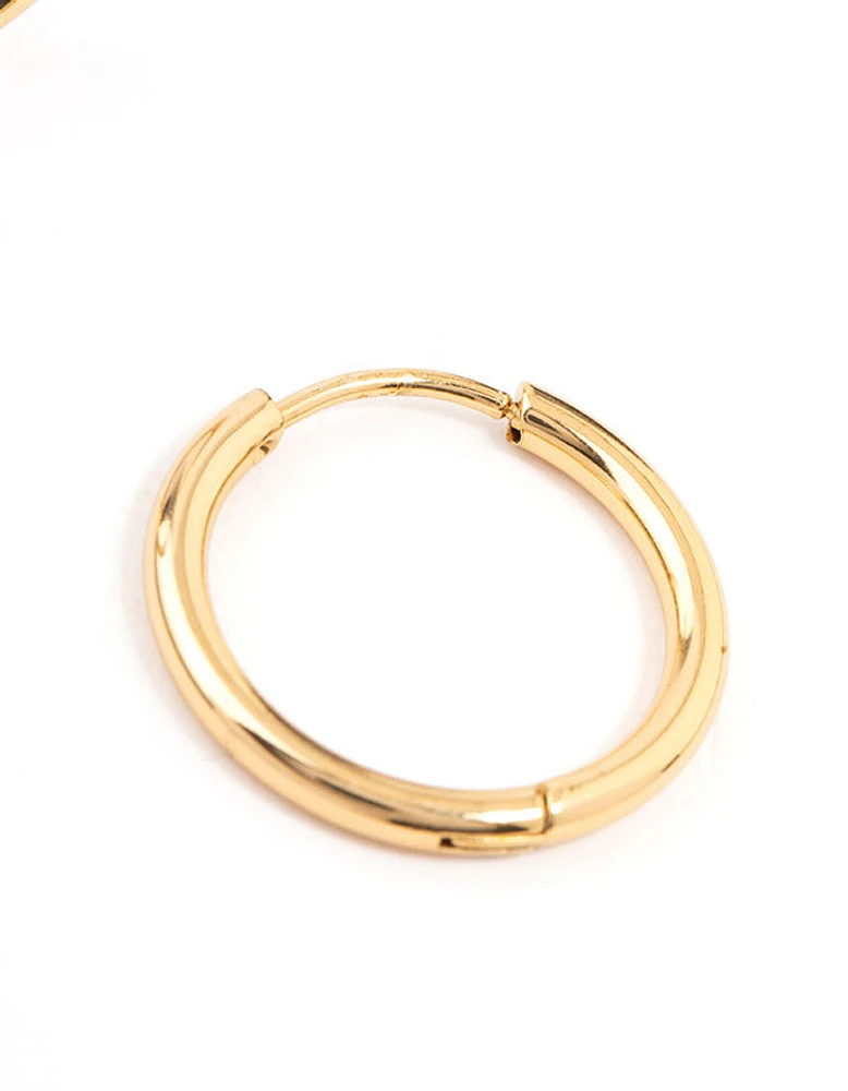 Gold Plated Stainless Steel Thin Clicker Hoop Earrings 18mm