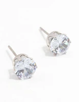 Waterproof Stainless Steel Cubic Zirconia Stud Earrings 7 MM