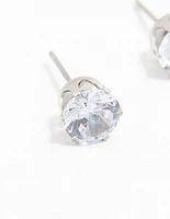 Waterproof Stainless Steel Cubic Zirconia Stud Earrings 7 MM