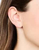 Waterproof Stainless Steel Cubic Zirconia Stud Earrings 3 MM