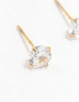 Gold Plated Stainless Steel Cubic Zirconia Stud Earrings 5 MM