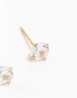 Gold Plated Stainless Steel Cubic Zirconia Stud Earrings 5 MM