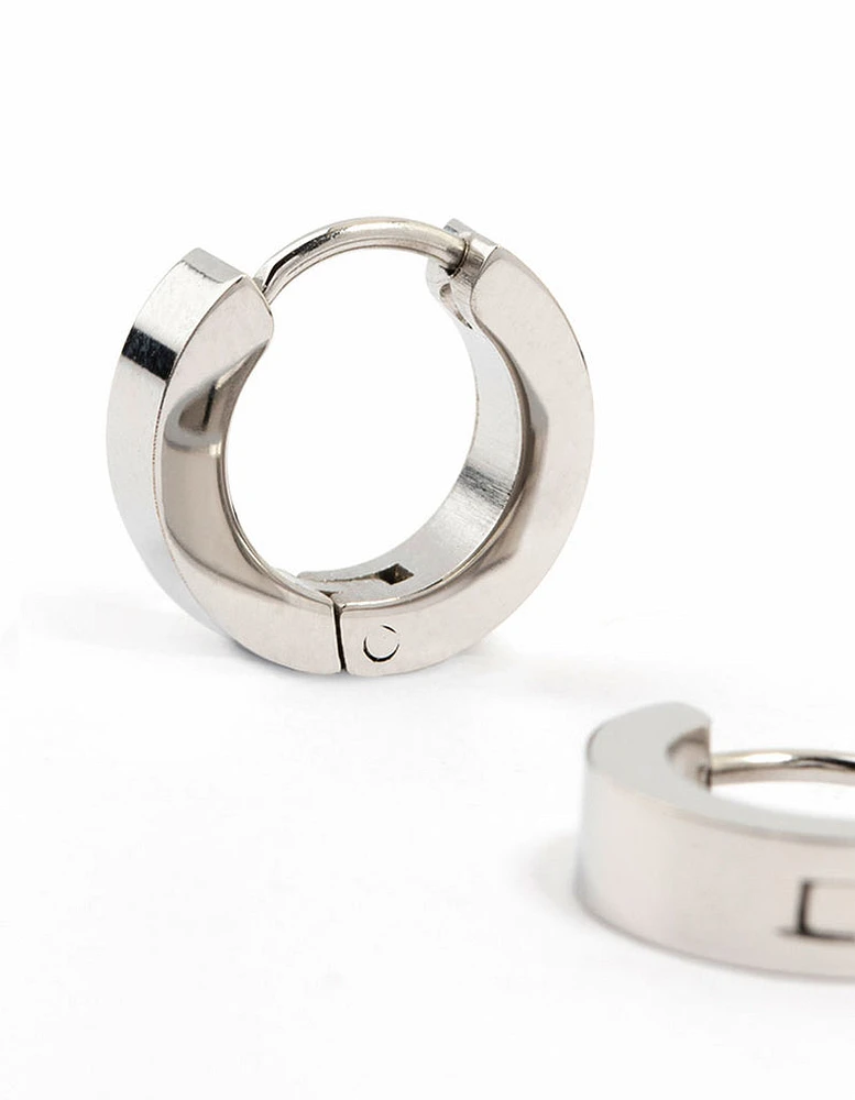 Stainless Steel Wide Huggie Earrings