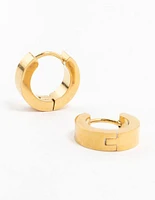 Gold Plated Stainless Steel Wide Huggie Earrings