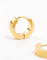 Gold Plated Stainless Steel Wide Huggie Earrings