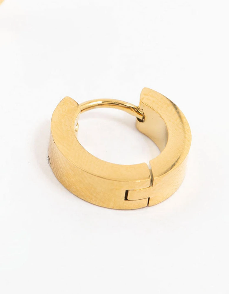 Gold Plated Stainless Steel Wide Huggie Earrings