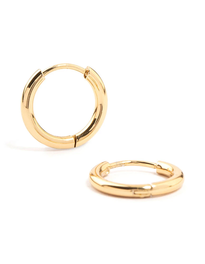 Gold Plated Stainless Steel Core Clicker Earrings 14 MM