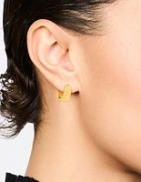 Waterproof Gold Plated Stainless Steel Ribbed Wide Huggie Earrings