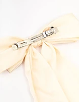 Relaxed Cream Fabric Long Bow Clip