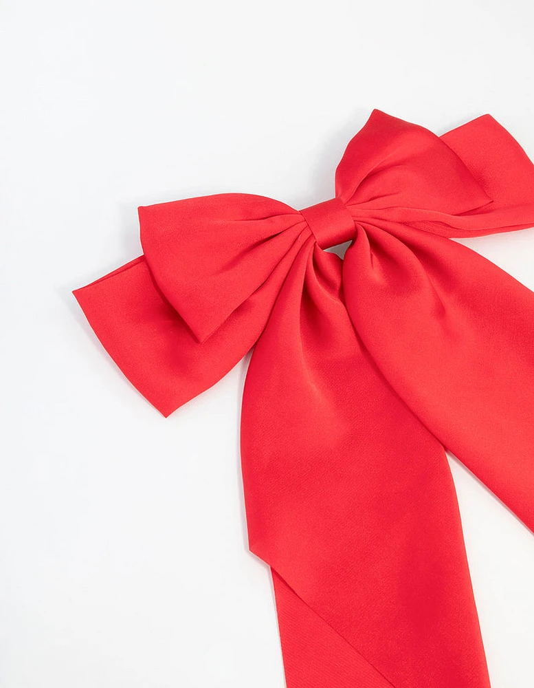 Red Fabric Drop Bow Clip