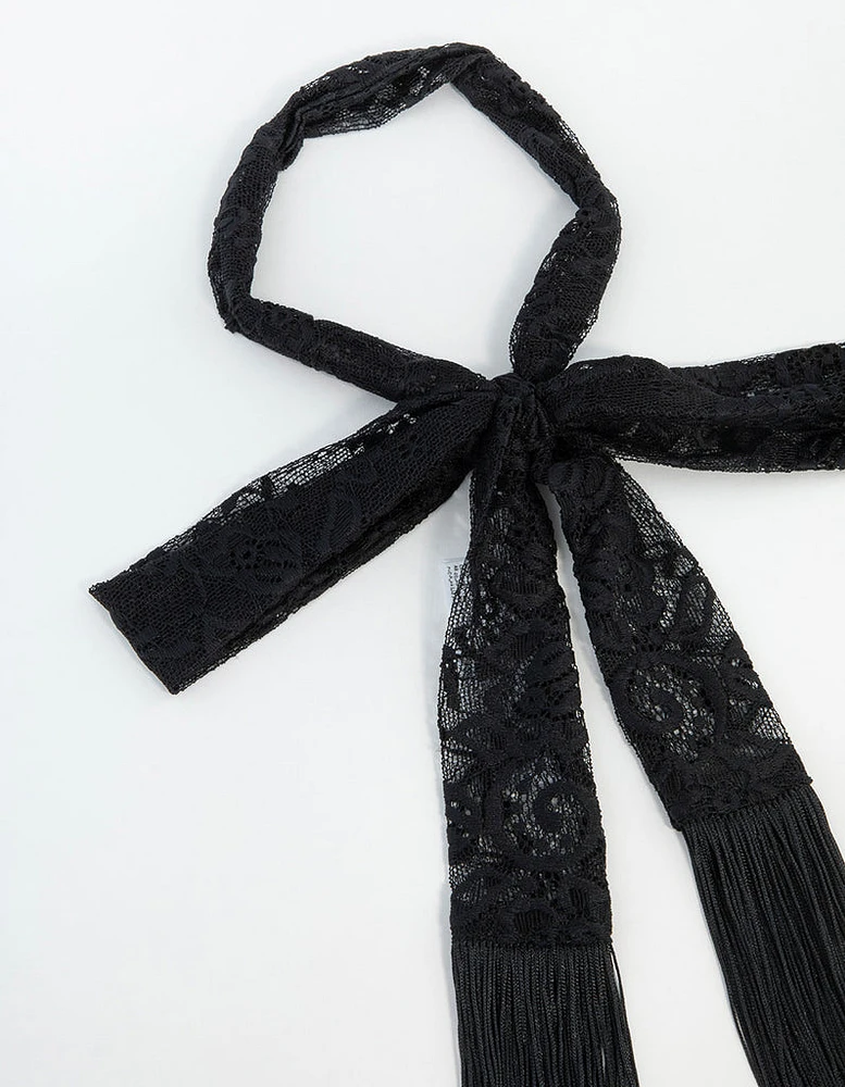 Thin Fabric Lace Fringe Scarf