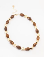 Brown Pearl & Gold Beaded Necklace