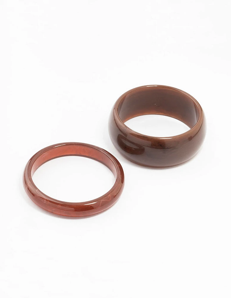 Brown Plastic Acrylic Bangles 2-Pack