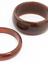 Brown Plastic Acrylic Bangles 2-Pack