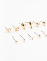 Kids Gold Butterfly Stud Earrings 6-Pack